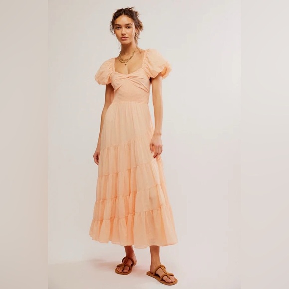 Free people Sundrenched Short-Sleeve Tiered Dress L Women's Casual B2651 - Picture 1 of 4